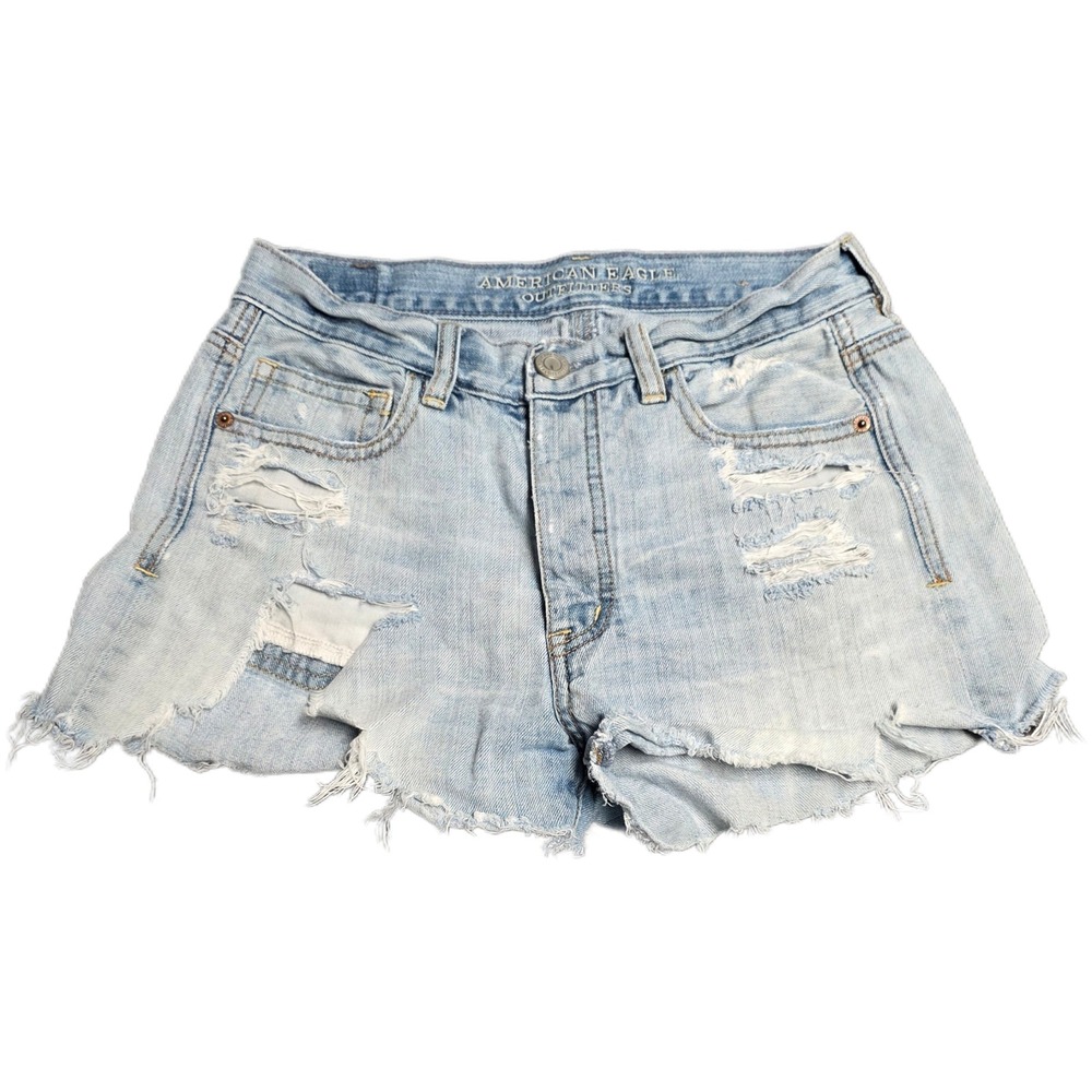 American Eagle Outfitters Distressed Shorts Women's Size 2 Light Wash Denim